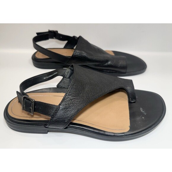 Vionic Black Leather Toe Loop Sandals Women’s 8M Adjustable Strap Comfort - Picture 4 of 6